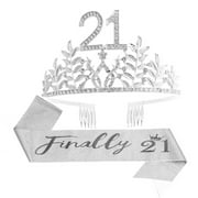 Elegant 21st Birthday Crown \u0026 Crystal Tiara, Festive for Her